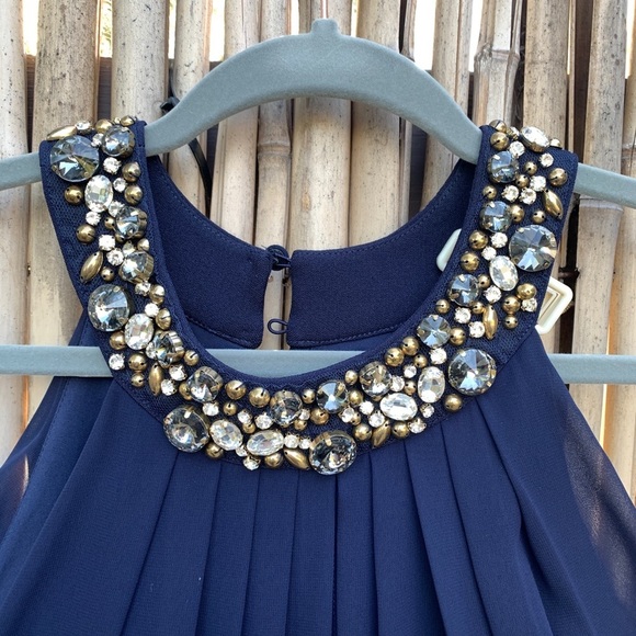 Vince Camuto purple rhinestone embellished neckline chiffon trapeze dress sz 2 - Picture 3 of 8